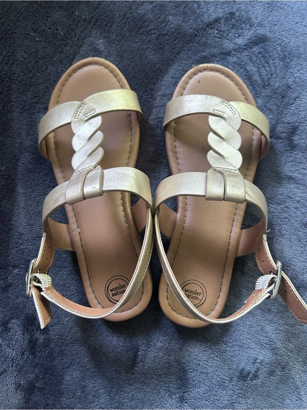 Wonder Nation Gold Braided Strap Girls Sandals